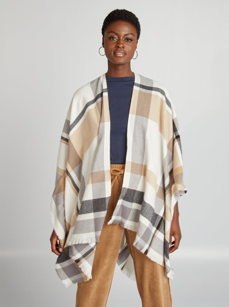 Poncho à franges Beige - Kiabi