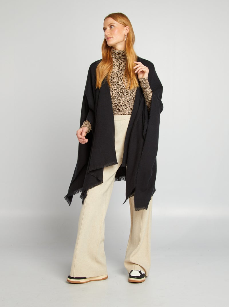 Poncho à franges Noir - Kiabi