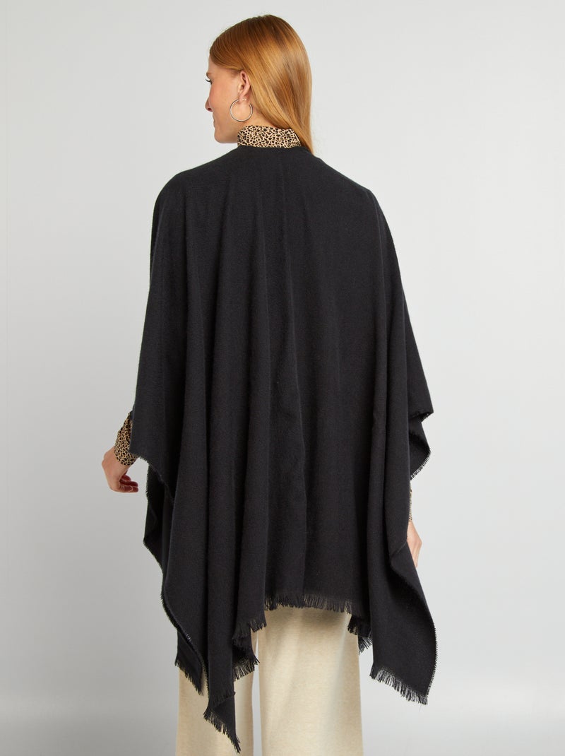 Poncho à franges Noir - Kiabi