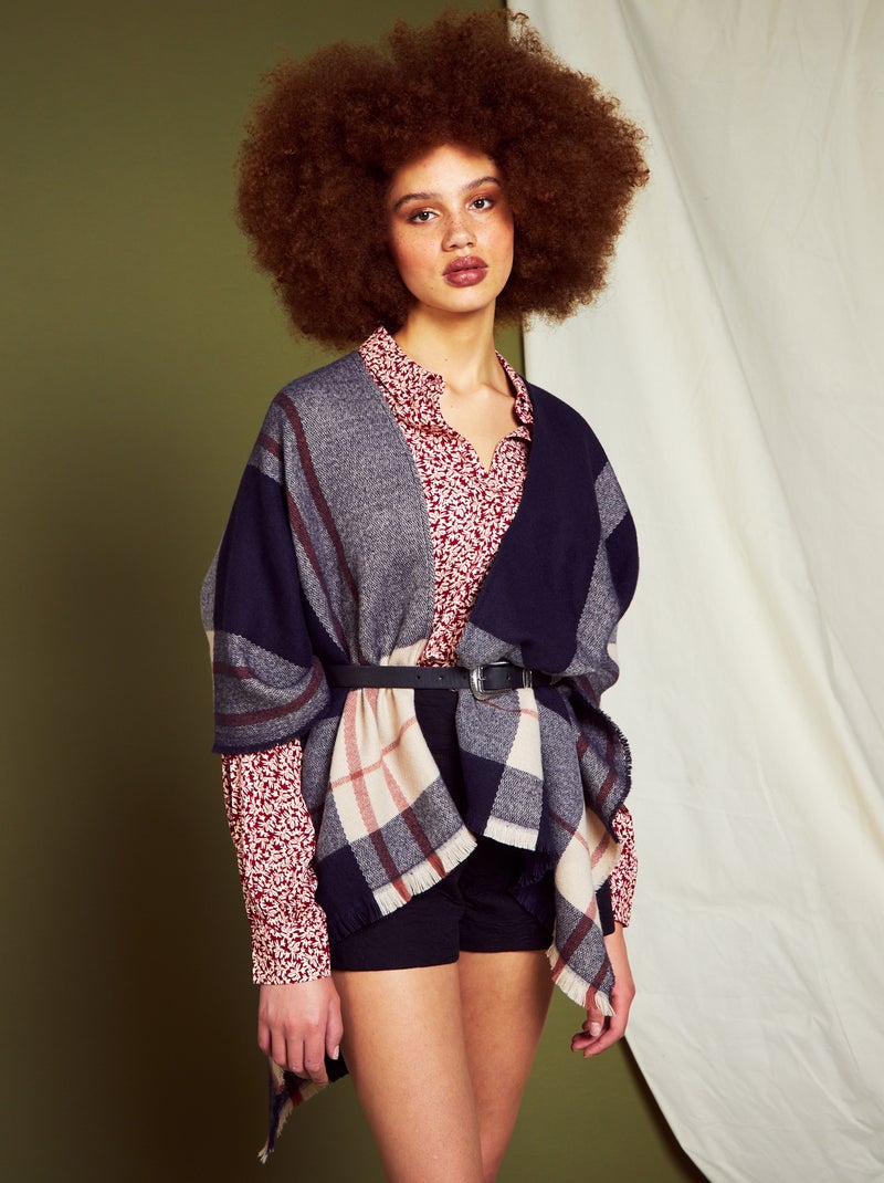 Poncho avec imprimé fantaisie Carreaux bleu - Kiabi