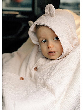 Poncho bébé, mousseline de coton bio Noukie's