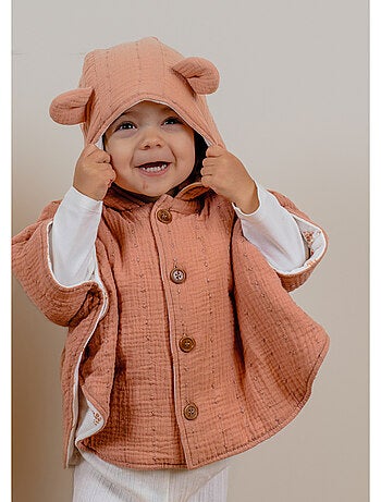 Poncho bébé, mousseline de coton bio Noukie's