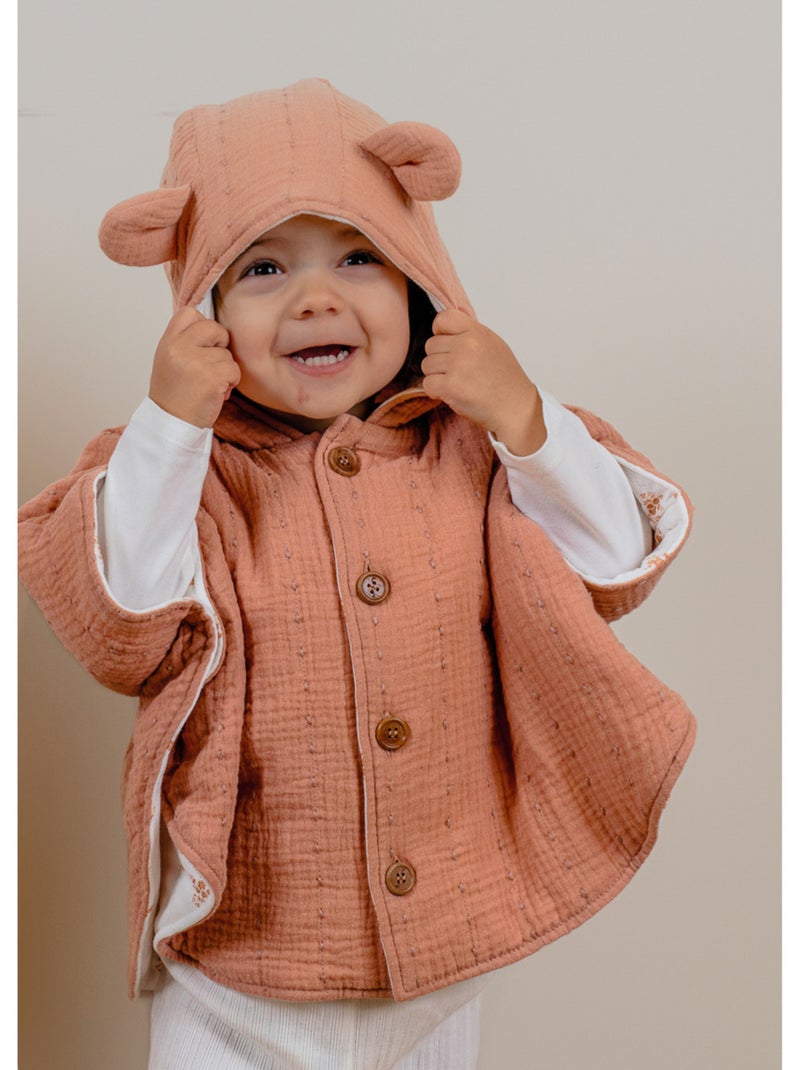 Poncho bébé, mousseline de coton bio Noukie's Rose - Kiabi