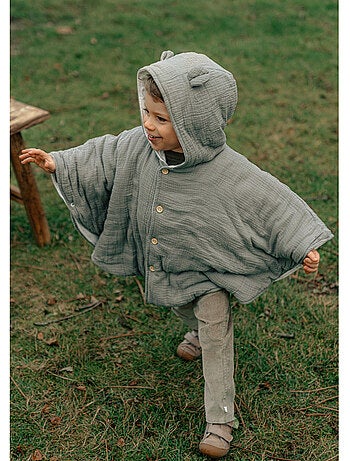 Poncho bébé, mousseline de coton bio Noukie's