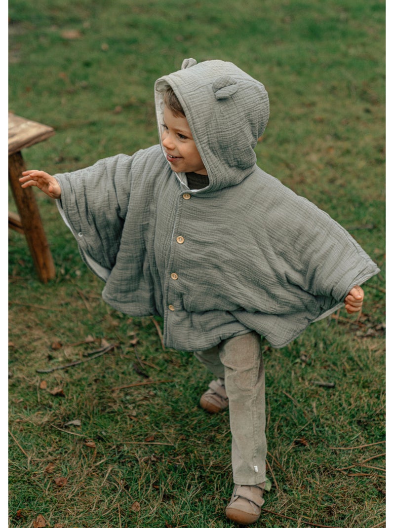 Poncho bébé, mousseline de coton bio Noukie's Vert - Kiabi
