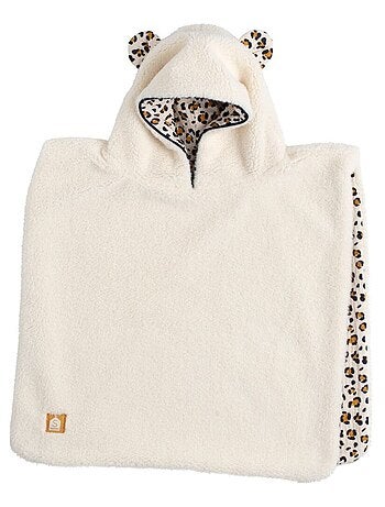 Poncho bébé sherpa et gaze de coton léopard - SAUTHON