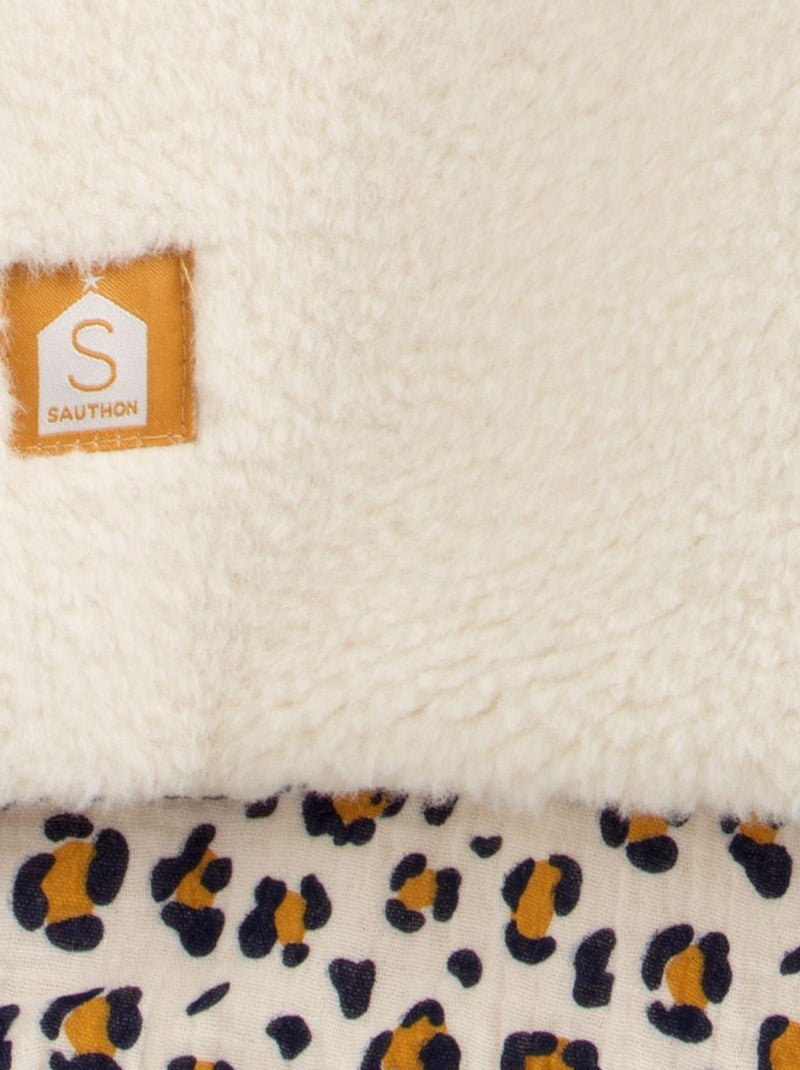 Poncho bébé sherpa et gaze de coton léopard - SAUTHON Ecru - Kiabi