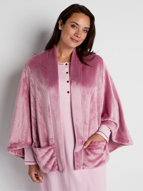 Poncho bord à bord en maille peluche - Afibel - Kiabi