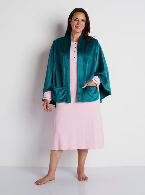 Poncho bord à bord en maille peluche - Kiabi