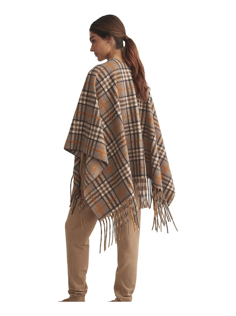 Poncho Camel Cuadros COMPLEMENTOS Marron - Kiabi