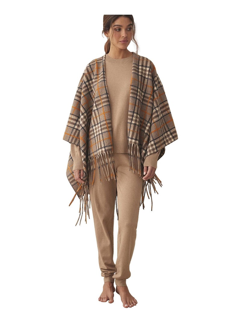 Poncho Camel Cuadros COMPLEMENTOS Marron - Kiabi