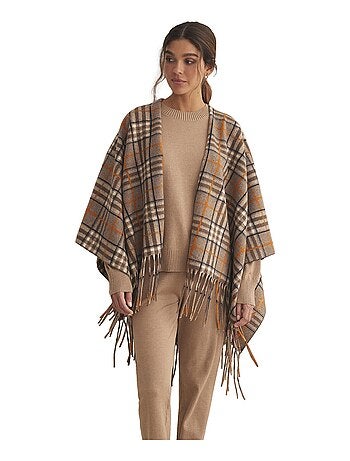 Poncho camel cuadros