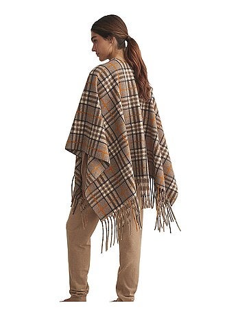 Poncho camel cuadros