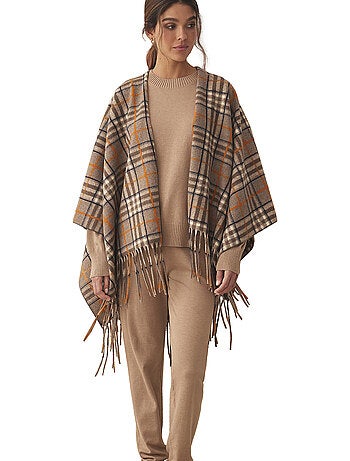 Poncho camel cuadros