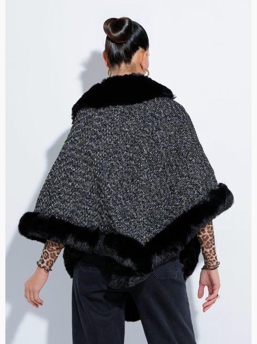 Poncho cape à carreaux détails fourrure - AFIBEL - Kiabi