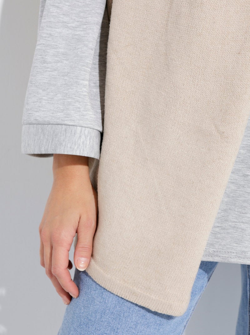 Poncho cape chaud maille avec laine - AFIBEL Beige - Kiabi