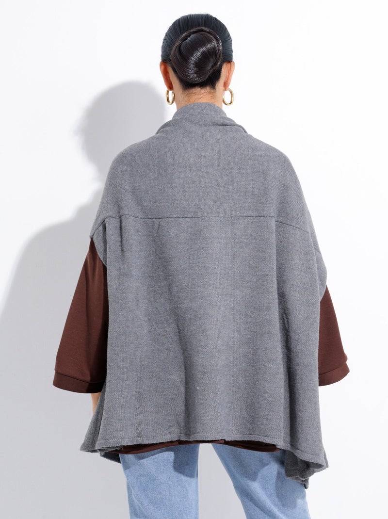 Poncho cape chaud maille avec laine - AFIBEL Gris - Kiabi