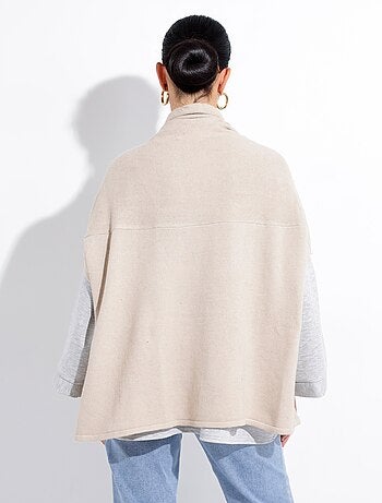 Poncho cape chaud maille avec laine