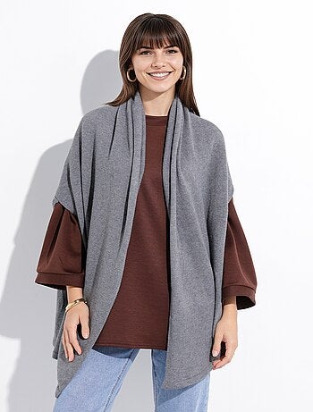 Poncho cape chaud maille avec laine