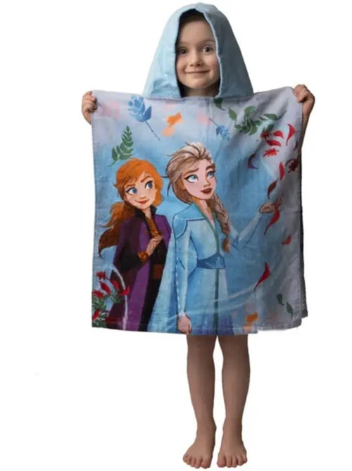 Poncho de Bain à Capuche Frozen Elsa, Anna et Olaf 50x115 cm - Serviette coton - Kiabi