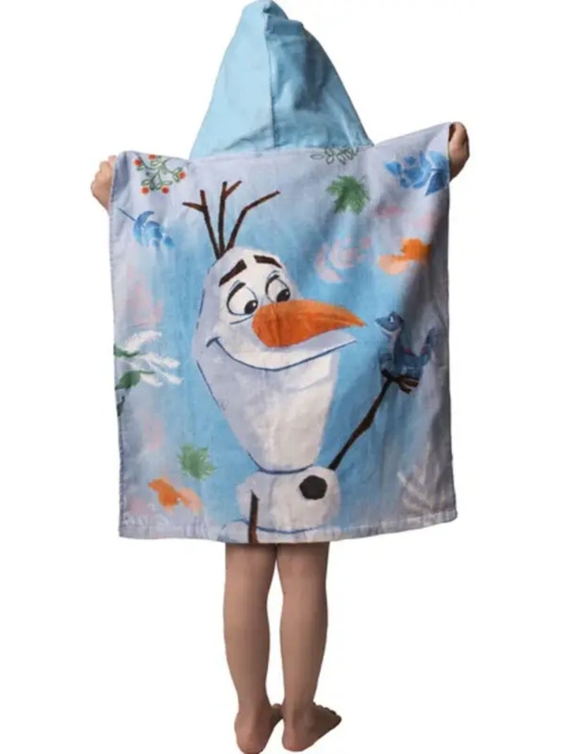 Poncho de Bain à Capuche Frozen Elsa, Anna et Olaf 50x115 cm - Serviette coton Bleu ciel - Kiabi