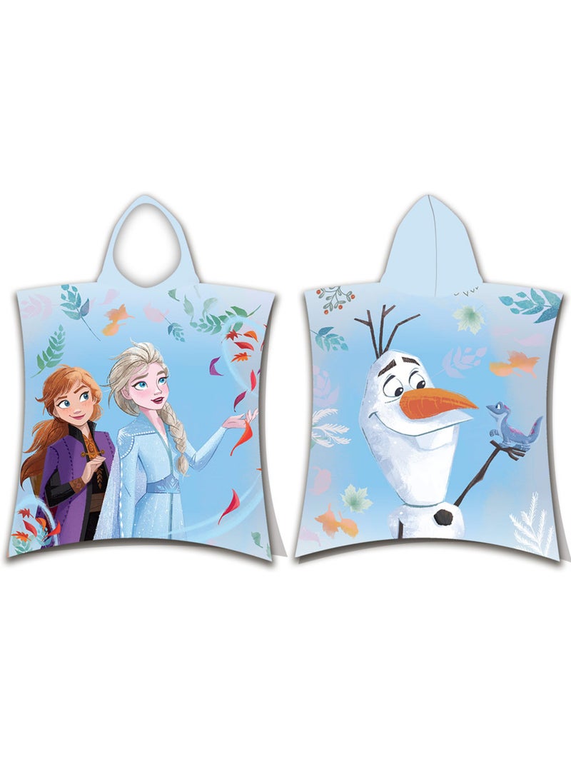 Poncho de Bain à Capuche Frozen Elsa, Anna et Olaf 50x115 cm - Serviette coton Bleu ciel - Kiabi