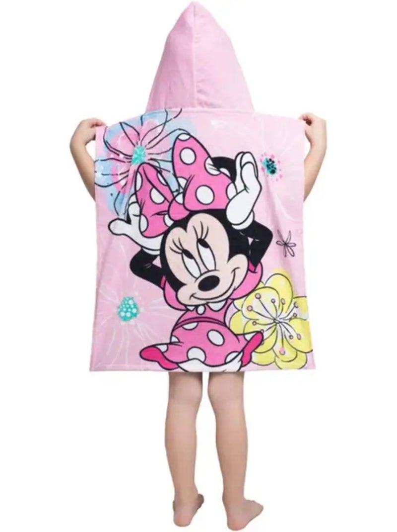 Poncho de Bain à Capuche Minnie 50x115 cm - Serviette en coton Rose - Kiabi