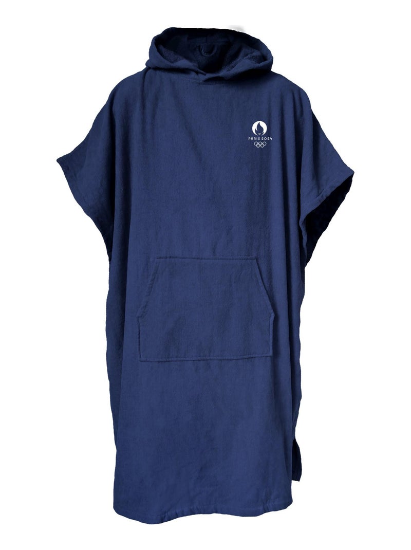 Poncho de bain Adulte 100% Coton, PARIS 2024 JEUX OLYMPIQUES LOGO Bleu marine - Kiabi