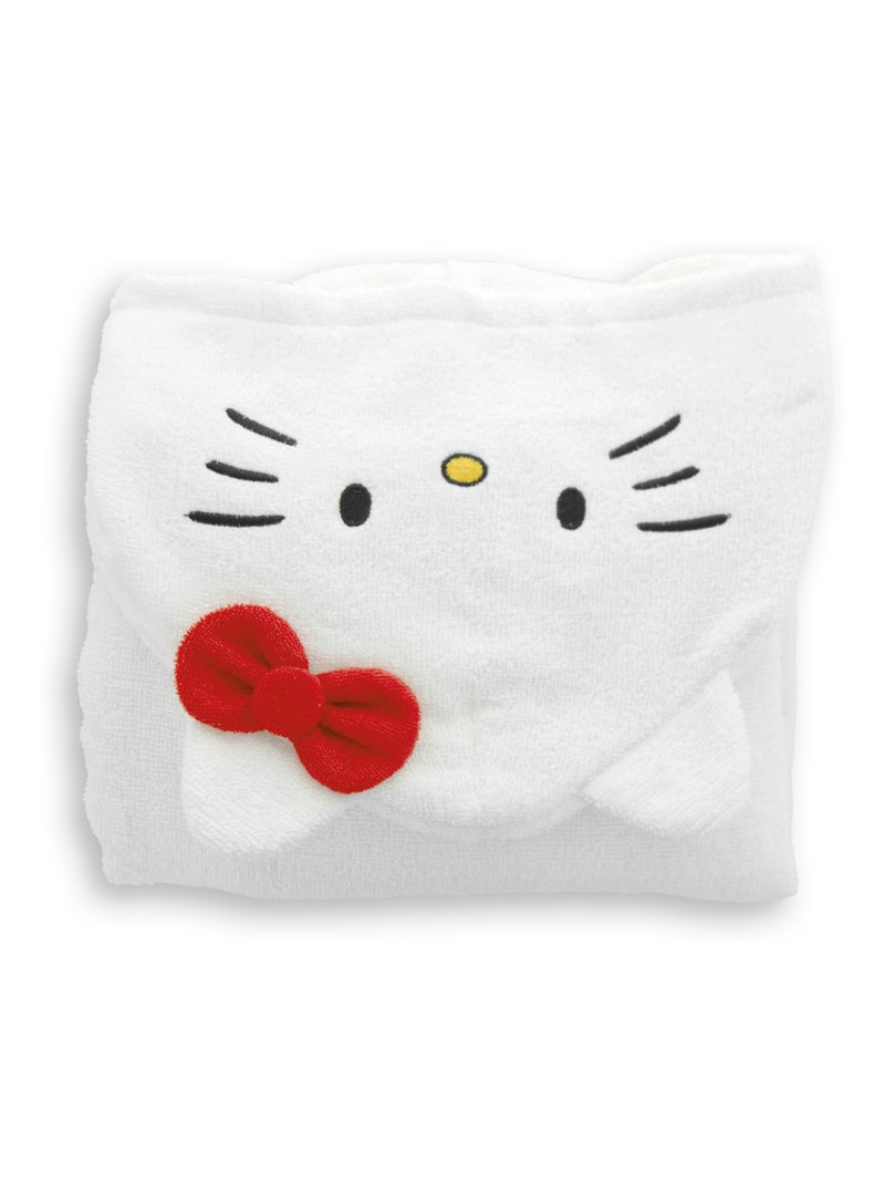 Poncho de Bain Bébé Avec Capuche - Hello Kitty - 100 % Coton - Matière Éponge - Piscine & Plage Blanc Rouge - Kiabi