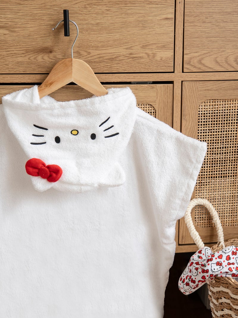 Poncho de Bain Bébé Avec Capuche - Hello Kitty - 100 % Coton - Matière Éponge - Piscine & Plage Blanc Rouge - Kiabi