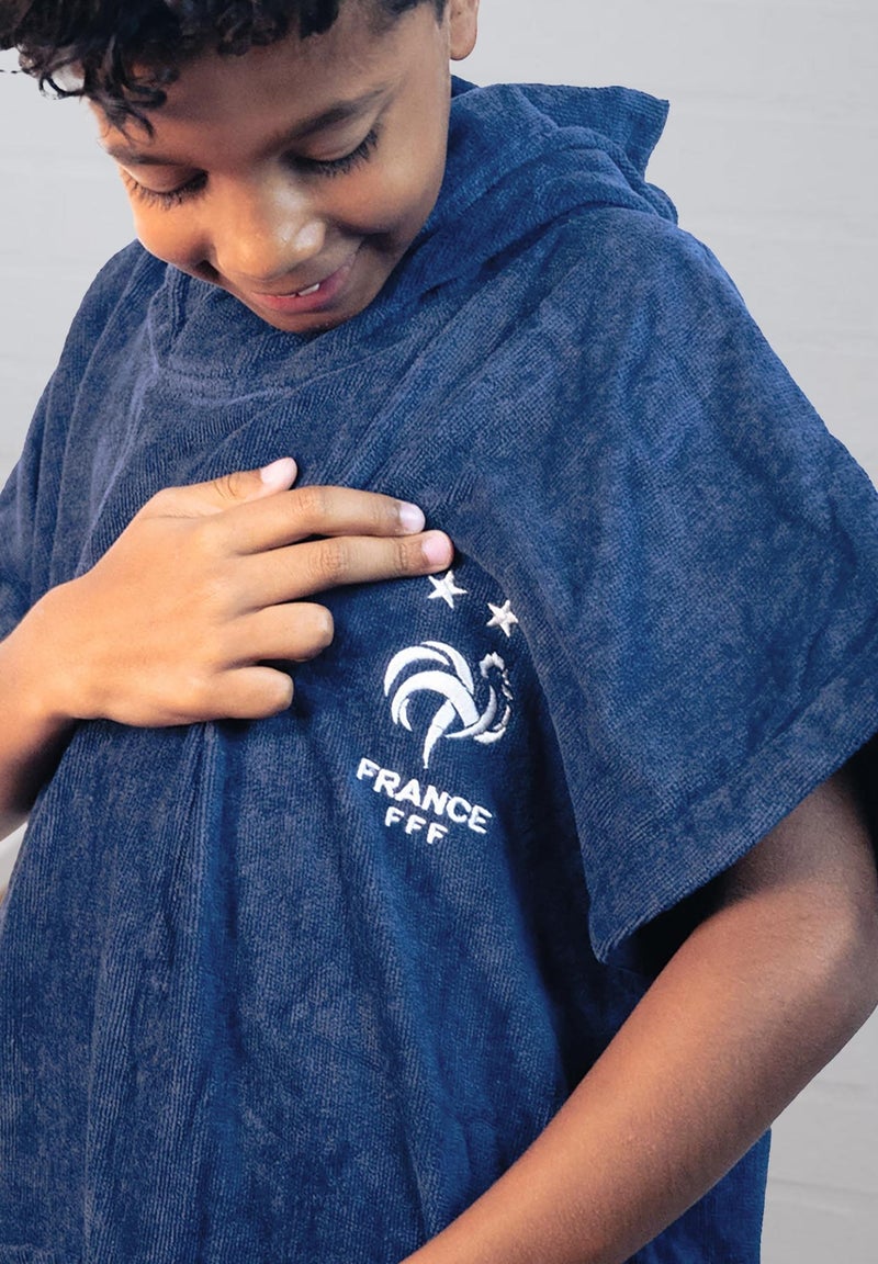 Poncho de bain Enfant 100% Coton, FFF LOGO Bleu marine - Kiabi