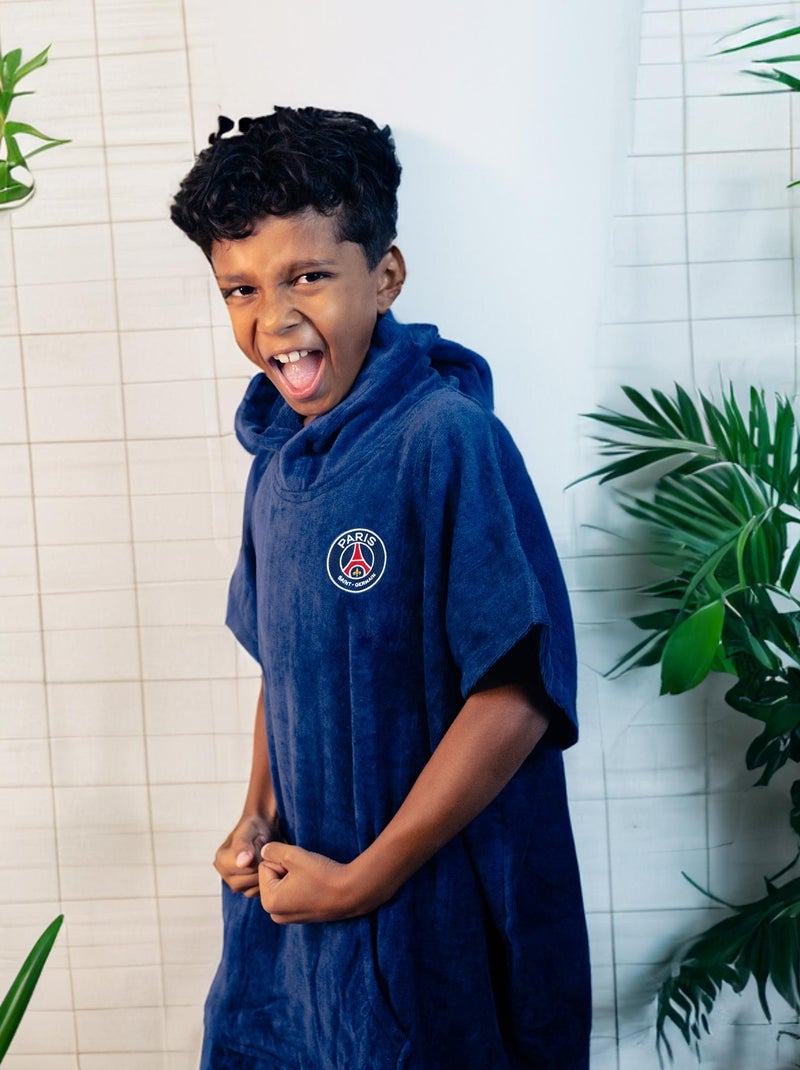 Poncho de bain Enfant 100% Coton, PSG LOGO Bleu marine - Kiabi