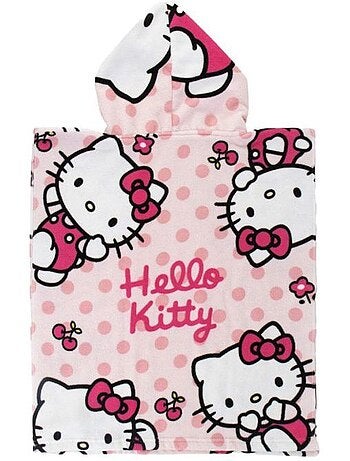 Poncho de plage - hello kitty - 50x115 cm - rose - synthétique - lavable