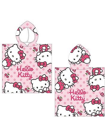 Poncho de plage - hello kitty - 50x115 cm - rose - synthétique - lavable
