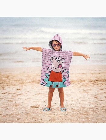 Poncho de plage - peppa pig - 50 x 115 cm - synthétique - lavable - droit