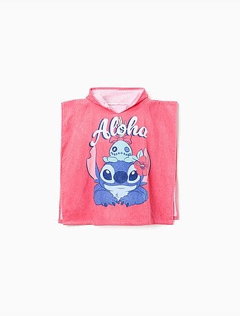Poncho de plage à capuche en coton avec imprimé Stitch