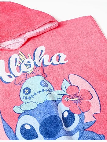 Poncho de plage à capuche en coton avec imprimé Stitch