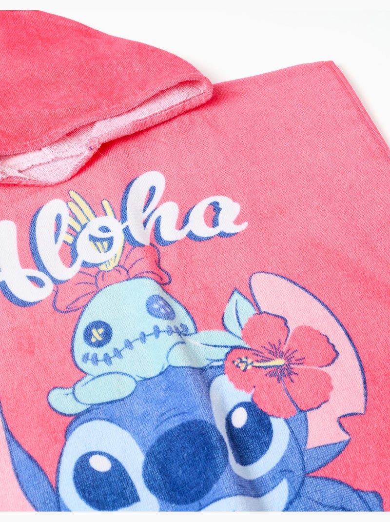 Poncho de plage à capuche en coton avec imprimé Stitch Rose - Kiabi