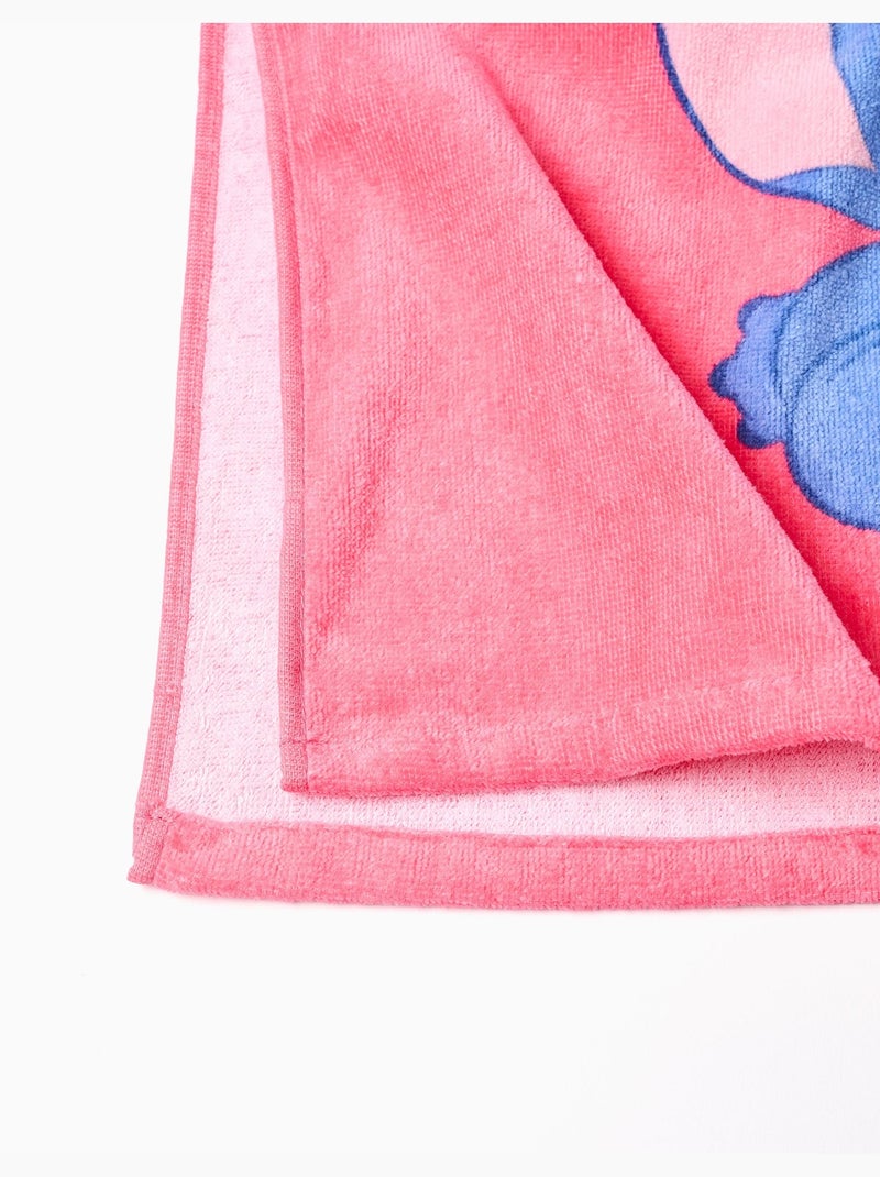 Poncho de plage à capuche en coton avec imprimé Stitch Rose - Kiabi