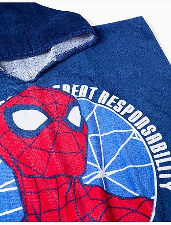 Poncho de plage à capuche en coton avec spider-man