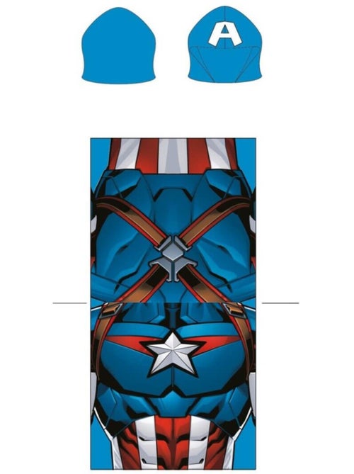 Poncho de Plage Captain America Marvel 55x110cm – Capuche Logo A – 100% Polyester – Licence Officiel - Kiabi