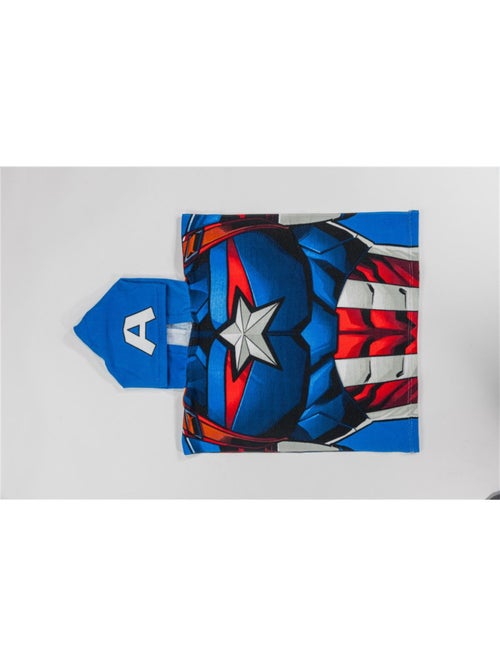 Poncho de Plage Captain America Marvel 55x110cm – Capuche Logo A – 100% Polyester – Licence Officiel - Kiabi