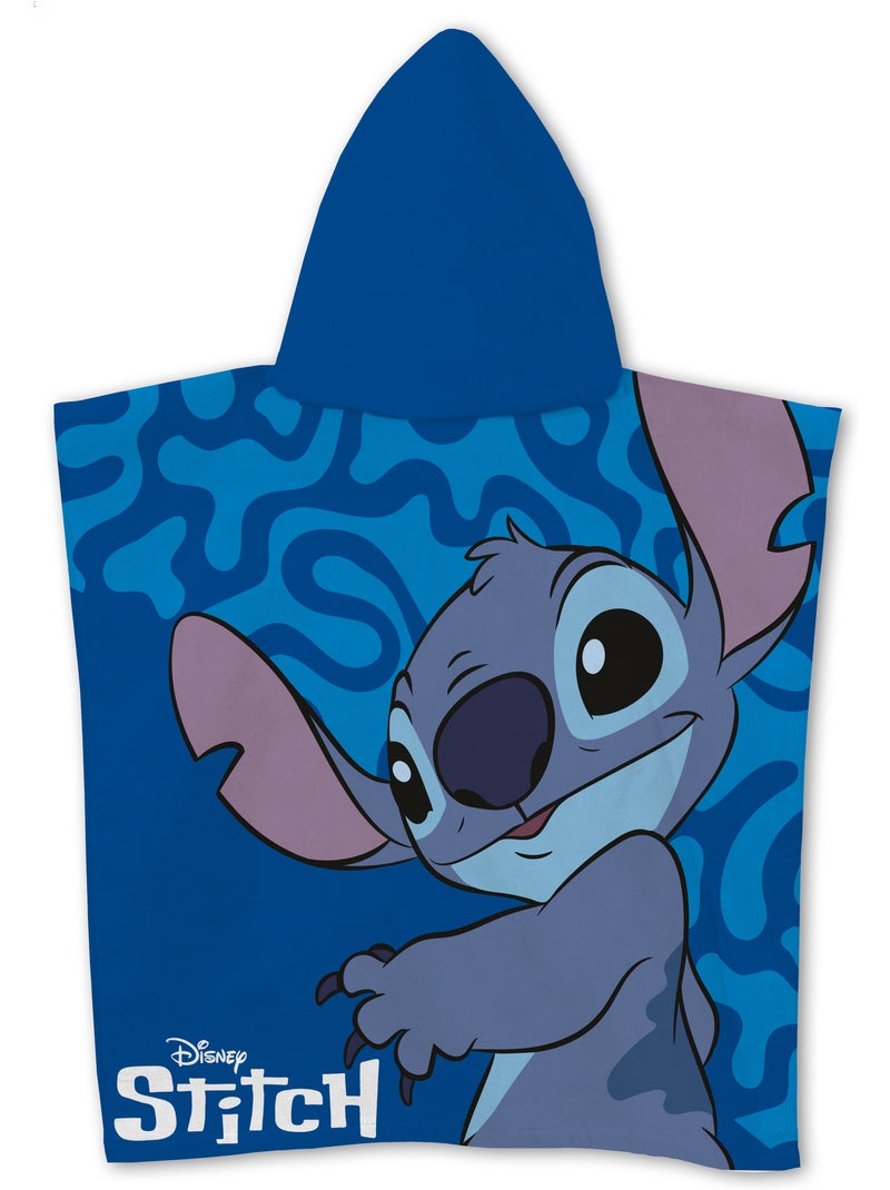 Poncho de Plage Disney Stitch 55x110cm  – Capuche – 100% Polyester Noir Bleu - Kiabi