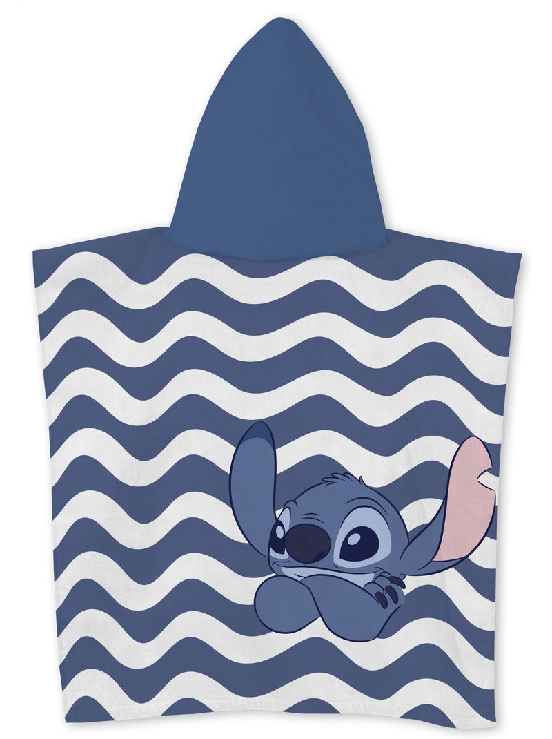 Poncho de Plage Disney Stitch 55x110cm – Surf Vagues Bleu – Capuche – 100% Polyester Noir Bleu - Kiabi