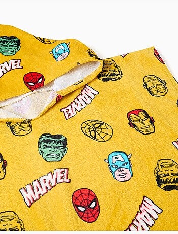 Poncho de plage en coton à capuche et motif Marvel