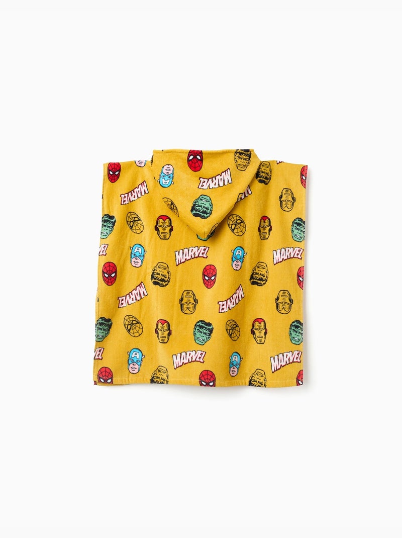 Poncho de plage en coton à capuche et motif Marvel Jaune foncé - Kiabi