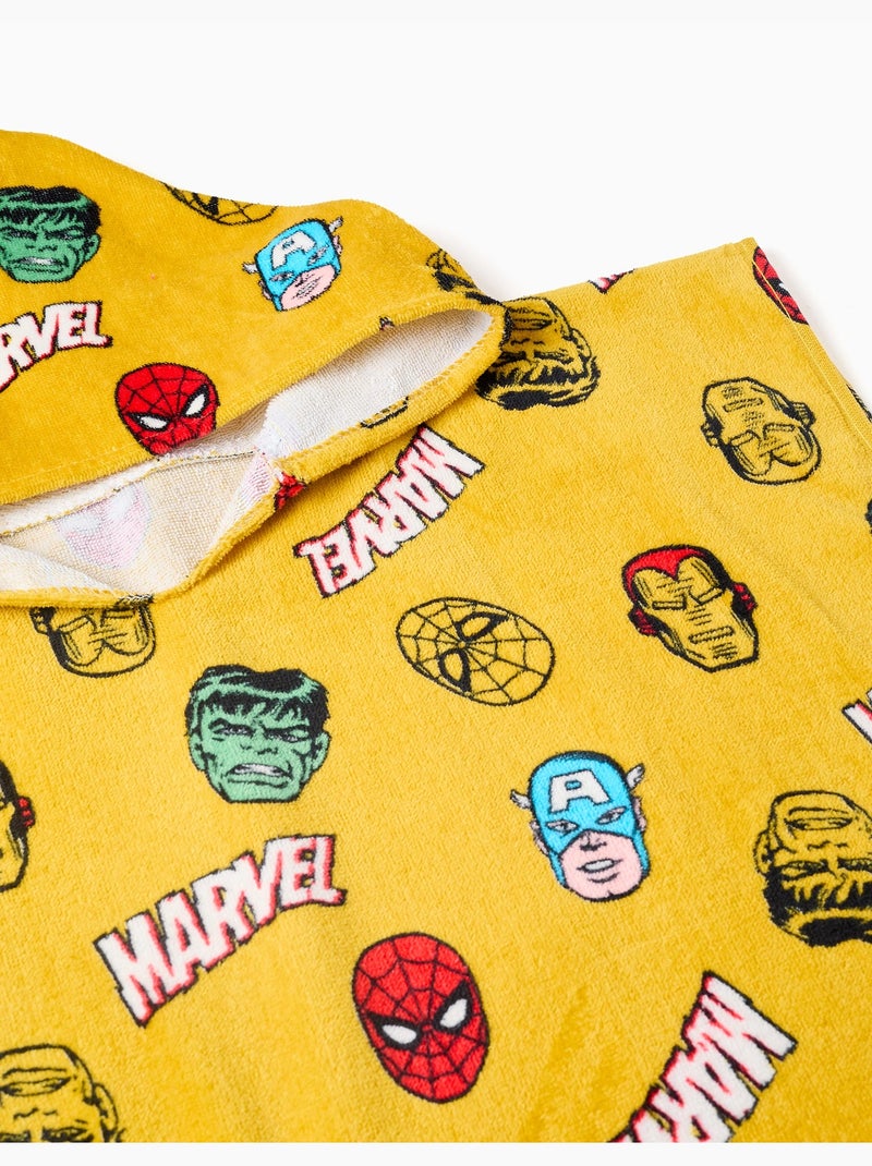 Poncho de plage en coton à capuche et motif Marvel Jaune foncé - Kiabi