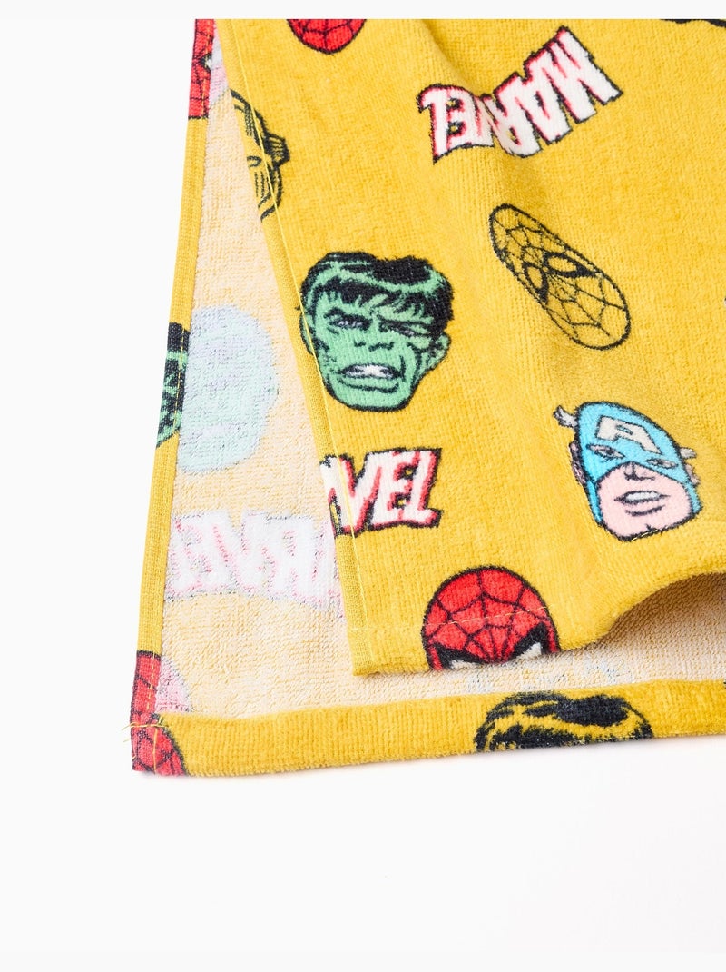 Poncho de plage en coton à capuche et motif Marvel Jaune foncé - Kiabi