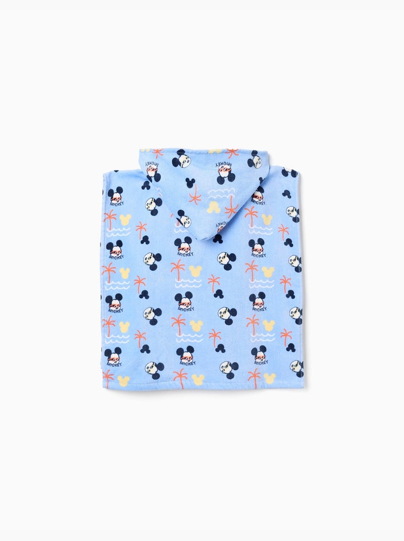 Poncho de plage en coton à capuche Mickey Bleu clair - Kiabi