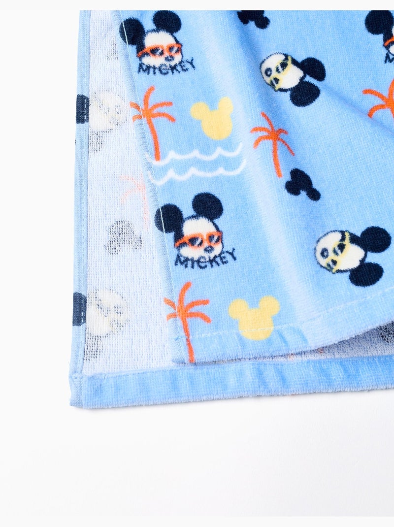 Poncho de plage en coton à capuche Mickey Bleu clair - Kiabi